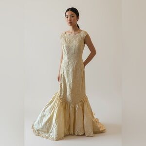 Elegant Cream Lace Gown